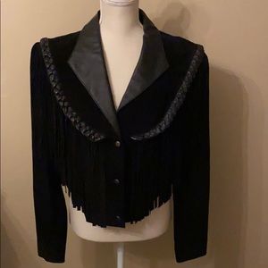 Black Leather Fringe Jacket